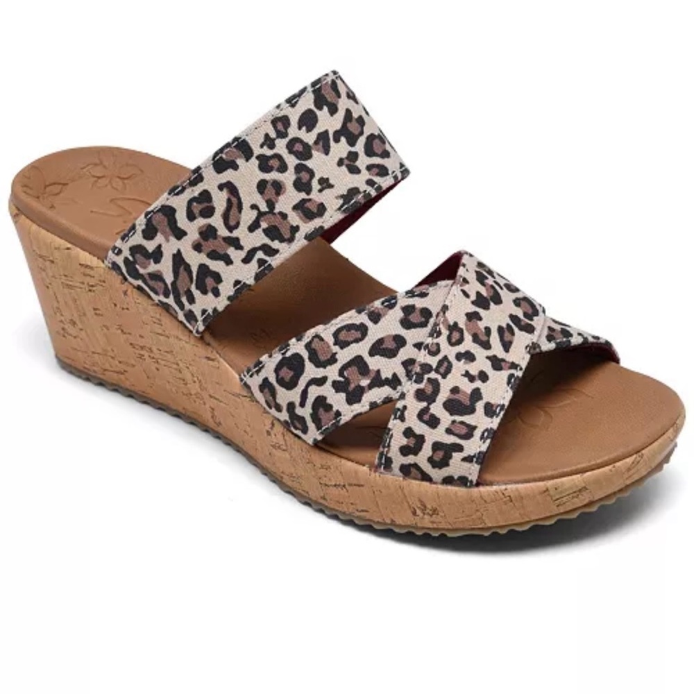 Skechers Leopard Print Wedge Sandals